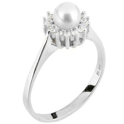 Λευκόχρυσο δαχτυλίδι Κ14 με μαργαριτάρι και ζιργκόν